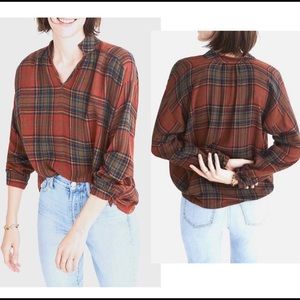 Madewell Highroad Popover Plaid Shirt Size S